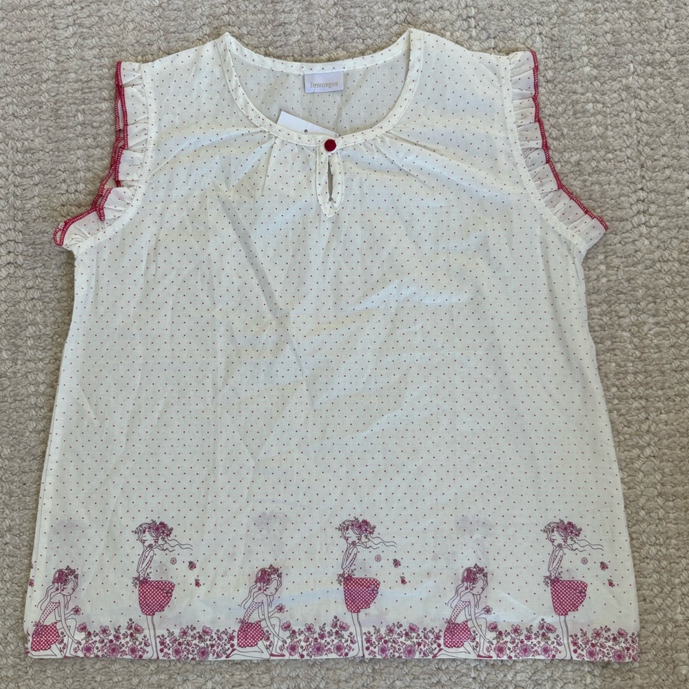 From France — Girls Cotton Flutter Sleeve Shirt - Size FR 6/7 Years - NWT